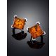 Square amber Earrings In Sterling Silver The Athena, image , picture 2