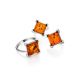 Square amber Earrings In Sterling Silver The Athena, image , picture 4
