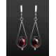 Sterling Silver Drop Earrings With Cherry Amber The Sultan, image , picture 2