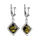 Green Amber Dangle Earrings In Silver The Hermitage, image , picture 3
