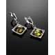 Green Amber Dangle Earrings In Silver The Hermitage, image , picture 2