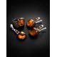 Luminous Cognac Amber Earrings In Sterling Silver The Prussia, image , picture 4