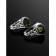 Refined Silver Earrings With Green Amber The Freya, image , picture 2