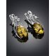 Green Amber Earrings In Sterling Silver With Crystals The Swan, image , picture 2