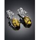Green Amber Earrings In Sterling Silver With Crystals The Swan, image , picture 2