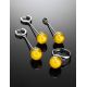 Silver Dangle Earrings With Lemon Amber The Paris, image , picture 4