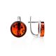 Cognac Amber Silver Earrings The Furor, image , picture 3