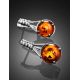 Stylish Cognac Amber Earrings In Sterling Silver The Shanghai, image , picture 2