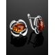 Cognac Amber Earrings In  Sterling Silver The Violet, image , picture 2