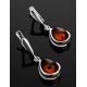 Cognac Amber Drop Earrings In Sterling Silver The Fiori, image , picture 2