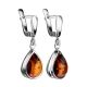 Cognac Amber Drop Earrings In Sterling Silver The Fiori, image , picture 4