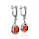 Lovely Silver Drop Earrings With Cognac Amber The Berry, image , picture 3