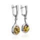 Refined Green Amber Drop Earrings In Sterling Silver The Berry, image , picture 3