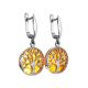 Symbolic Earrings Made With Amber And Sterling Silver  The Tree Of Life, image , picture 3