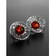 Round Amber Earrings In Sterling Silver The Venus, image , picture 2