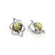 Latch Back Earrings In Sterlings Silver With Green Amber The Daisy, image , picture 3