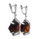 Drop Amber Earrings In Sterling Silver The Saturn, image , picture 5