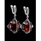 Drop Amber Earrings In Sterling Silver The Saturn, image , picture 3