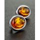 Sterling Silver Earrings With Cognac Amber The Goji, image , picture 2
