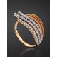 Golden Ring With Dazzling Crystals, Ring Size: 7 / 17.5, image , picture 2