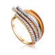 Golden Ring With Dazzling Crystals, Ring Size: 7 / 17.5, image 