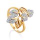 Floral Design Gold Crystal Ring, Ring Size: 12 / 21.5, image 