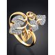 Floral Design Gold Crystal Ring, Ring Size: 12 / 21.5, image , picture 2