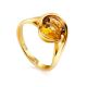 Trendy Golden Ring With Round Citrine Centerpiece, Ring Size: 6.5 / 17, image 
