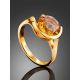 Trendy Golden Ring With Round Citrine Centerpiece, Ring Size: 6.5 / 17, image , picture 2