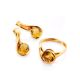 Trendy Golden Ring With Round Citrine Centerpiece, Ring Size: 6.5 / 17, image , picture 4
