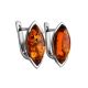 Cognac Amber Earrings In Sterling Silver the Petal, image , picture 4