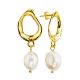 Pearl Drop Earrings in Hammered 18ct Gold on Sterling Silver ​The Palazzo, image 