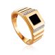 Geometric Golden Signet Ring With Crystals, Ring Size: 11.5 / 21, image 