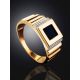 Geometric Golden Signet Ring With Crystals, Ring Size: 11.5 / 21, image , picture 2