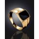 Объемное золотое кольцо-печатка с темным агатом, Ring Size: / 23.5, image , picture 2