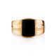 Объемное золотое кольцо-печатка с темным агатом, Ring Size: / 23.5, image , picture 3