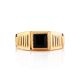 Unisex Golden Signet Ring With Dark Nano Spinel, Ring Size: 12 / 21.5, image , picture 3