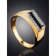 Stylish Unisex Gold Onyx Ring, Ring Size: 10 / 20, image , picture 2