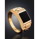 Unisex Gold Ring With Black Enamel, Ring Size: 10 / 20, image , picture 2