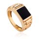 Unisex Gold Ring With Black Enamel, Ring Size: 10 / 20, image 