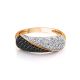 Golden Ring With Black And White Crystals, Ring Size: 9.5 / 19.5, image , picture 3