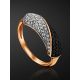 Golden Ring With Black And White Crystals, Ring Size: 9.5 / 19.5, image , picture 2