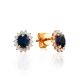 Diamond Sapphire Golden Stud Earrings, image 