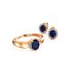 Diamond Sapphire Golden Stud Earrings, image , picture 3