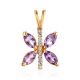 Butterfly Design Gold Amethyst Pendant The April, image 