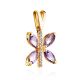 Butterfly Design Gold Amethyst Pendant The April, image , picture 3