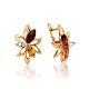 Floral Design Golden Earrings With Multicolor Crystals The Verbena, image 