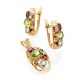 Golden Earrings With Bright Multicolor Stones, image , picture 3