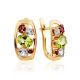 Golden Earrings With Bright Multicolor Stones, image 