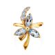 Chic Golden Ring With Topaz And Crystals, Ring Size: 8 / 18, image , picture 3